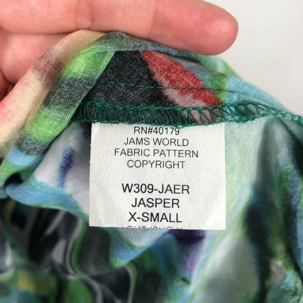 Jams World Jasper print dress casual Hawaiian summer cap sleeve v neck mini - Picture 6 of 9